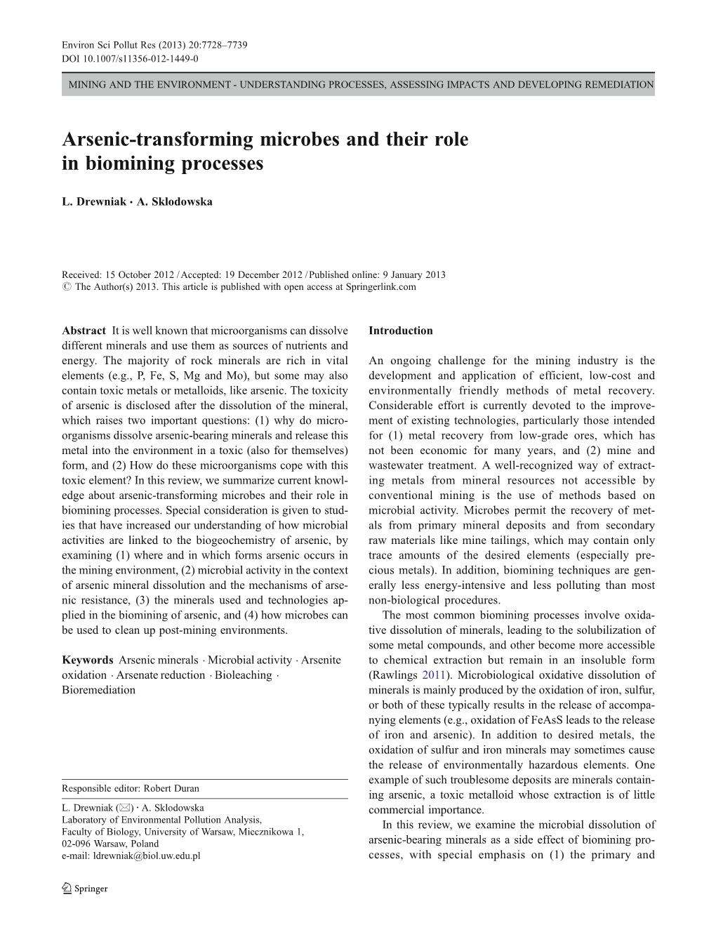 Arsenic-Transforming Microbes and Their Role in Biomining Processes