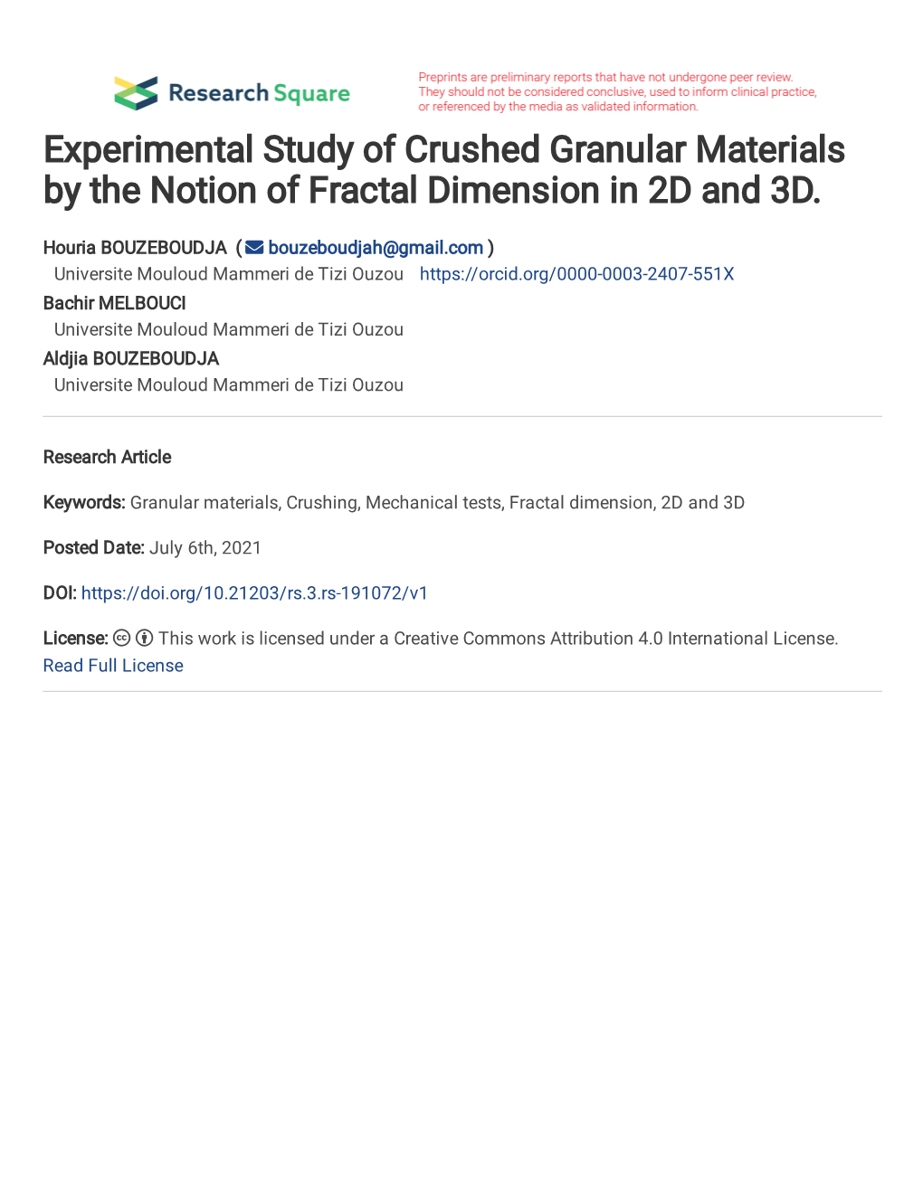 Experimental Study of Crushed Granular Materials by the Notion of Fractal Dimension in 2D and 3D