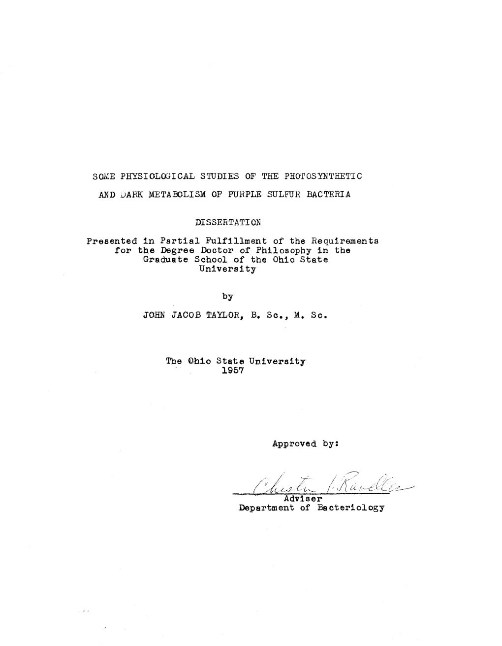 Some Physiological Studies of the Photosynthetic