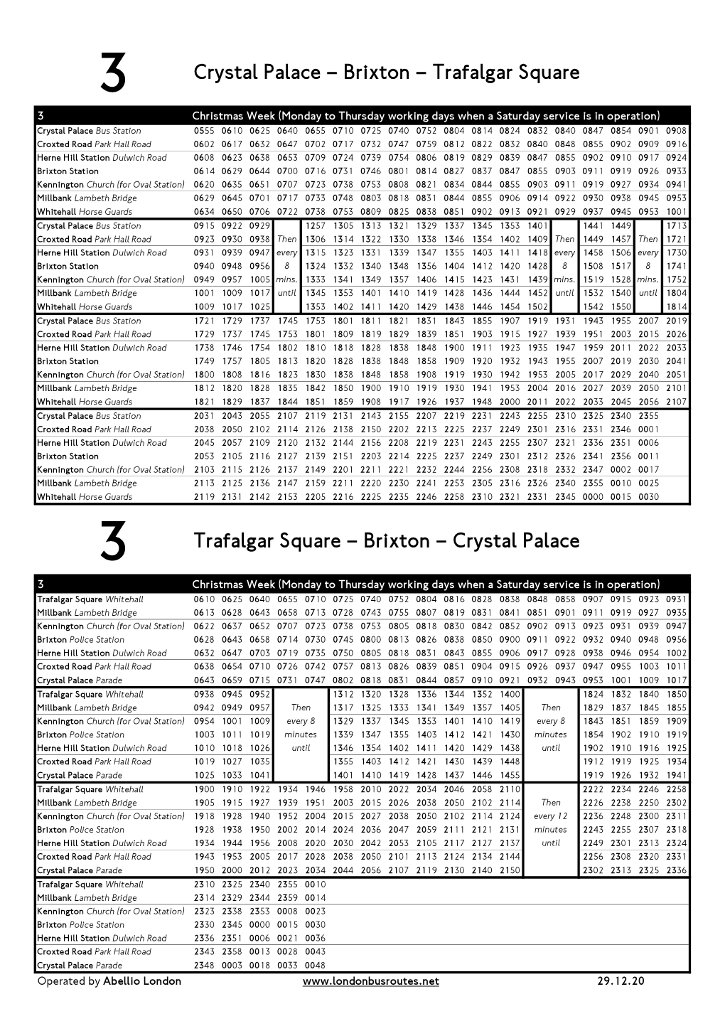 3 Crystal Palace – Brixton – Trafalgar Square 3