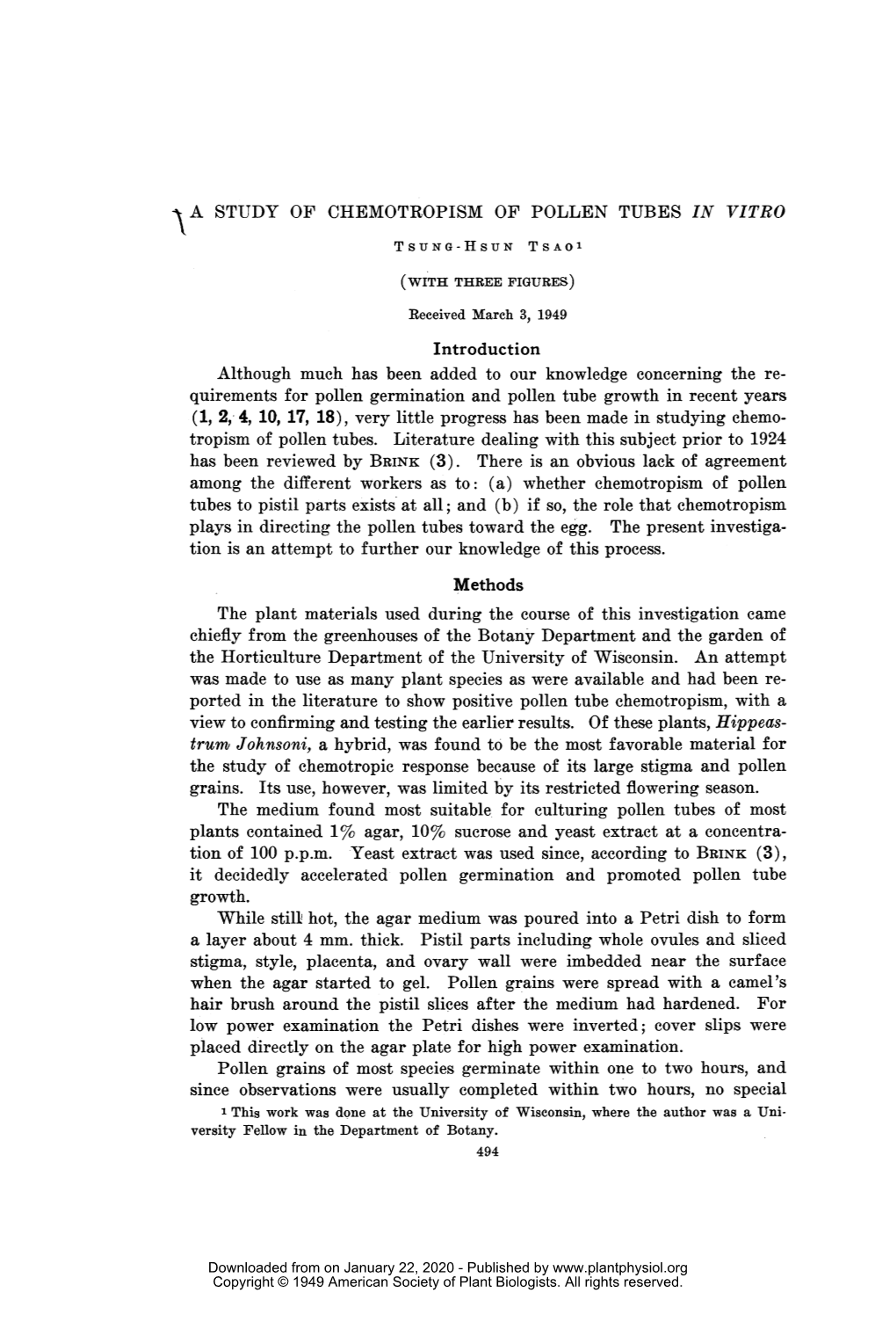 Methods the Study of Chemotropic Response Because of Its