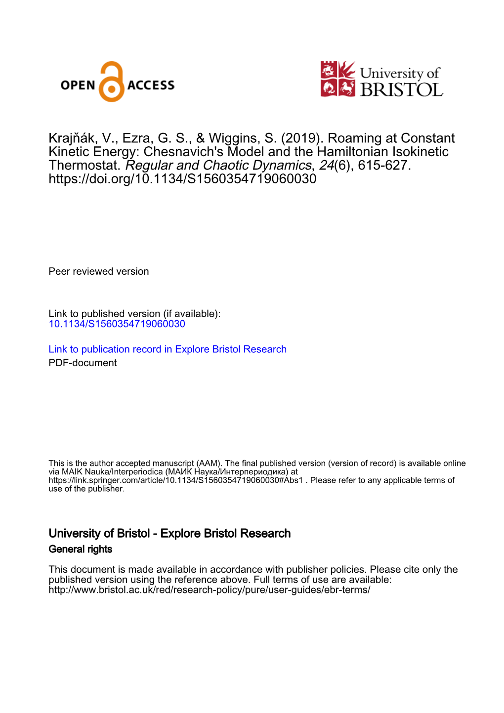 Roaming at Constant Kinetic Energy: Chesnavich's Model and the Hamiltonian Isokinetic Thermostat