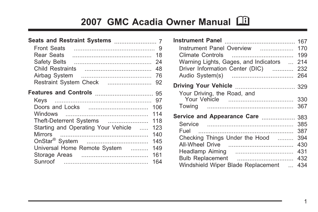 2007 GMC Acadia Owner Manual M