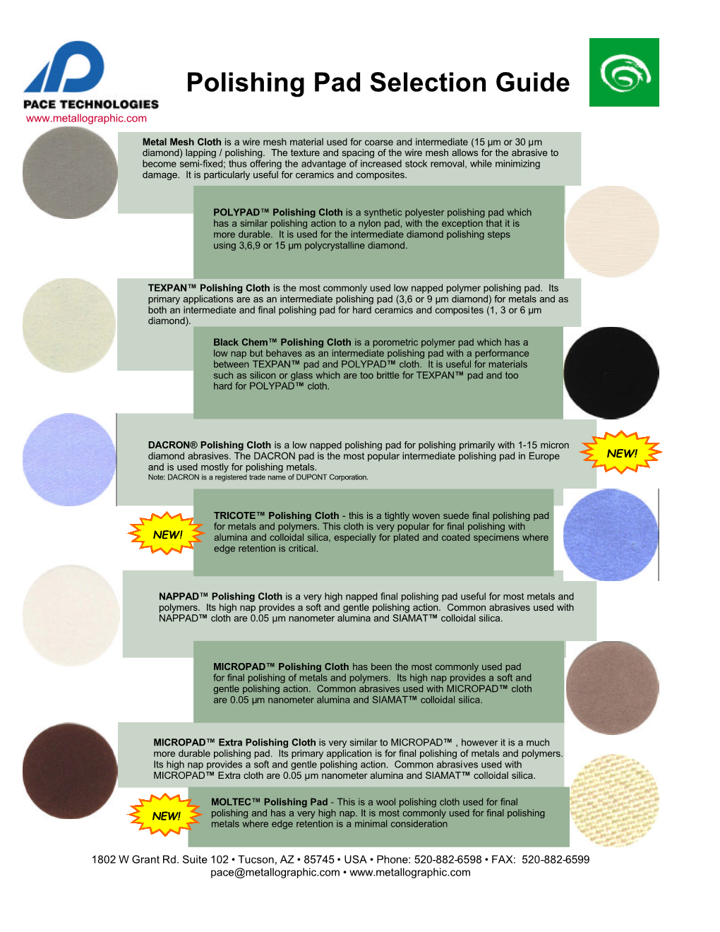 Polishing Pad Selection Guide