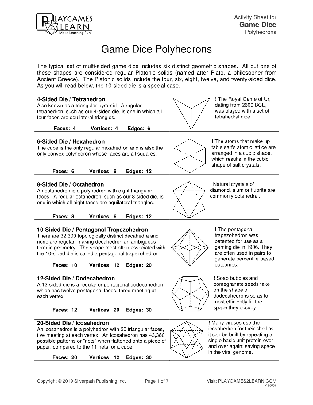 Game Dice Polyhedrons 6-In-1