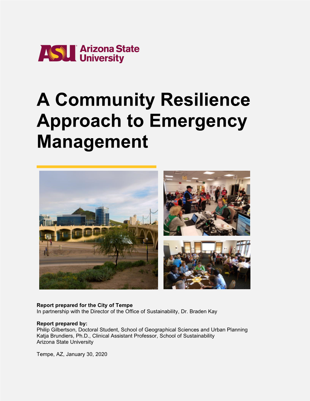 A Community Resilience Approach to Emergency Management