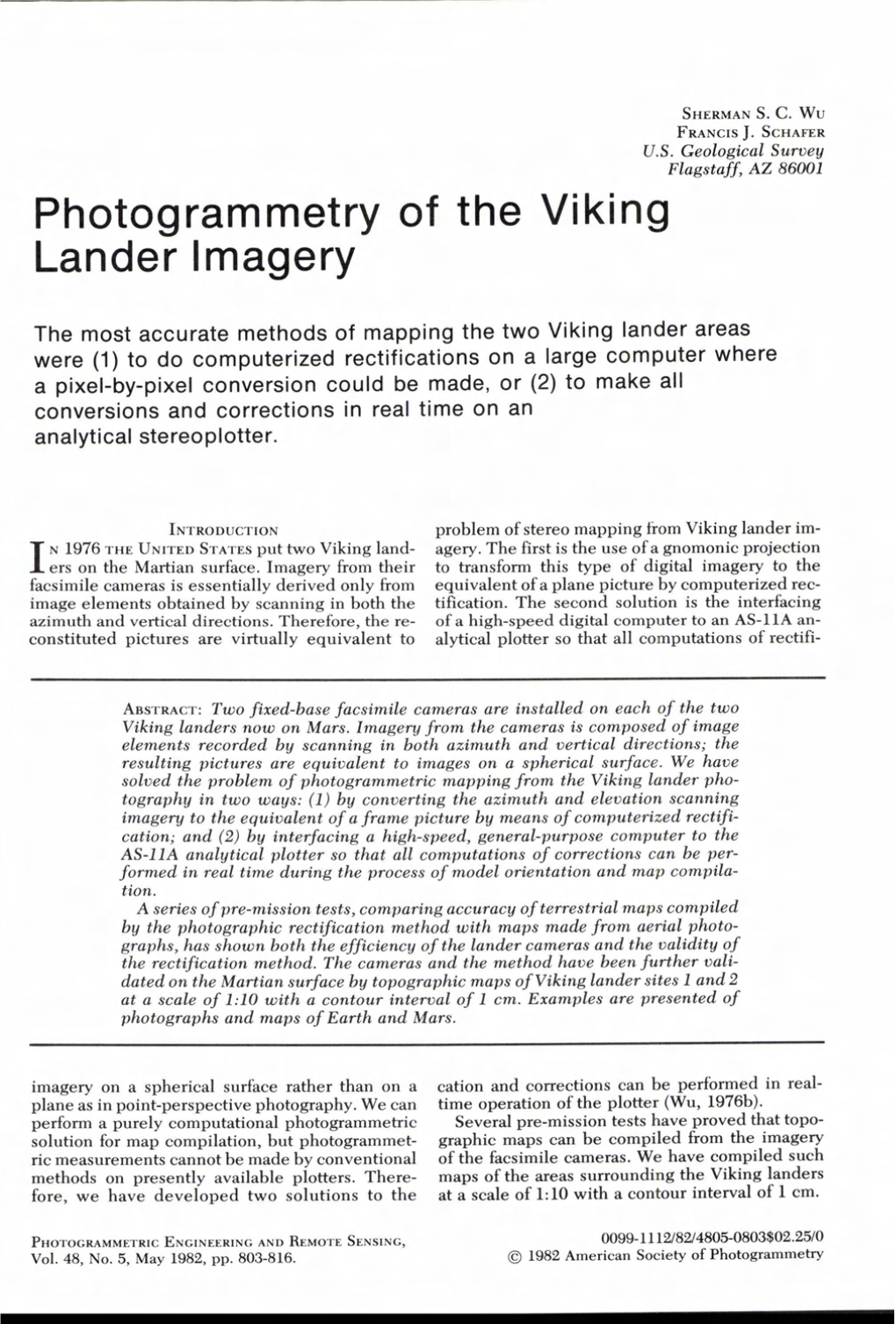 Photogrammetry of the Viking Lander Imagery