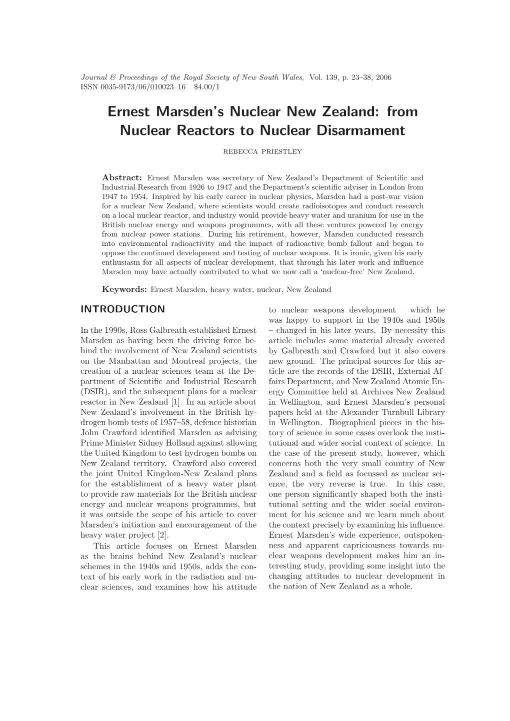 Ernest Marsden's Nuclear New Zealand