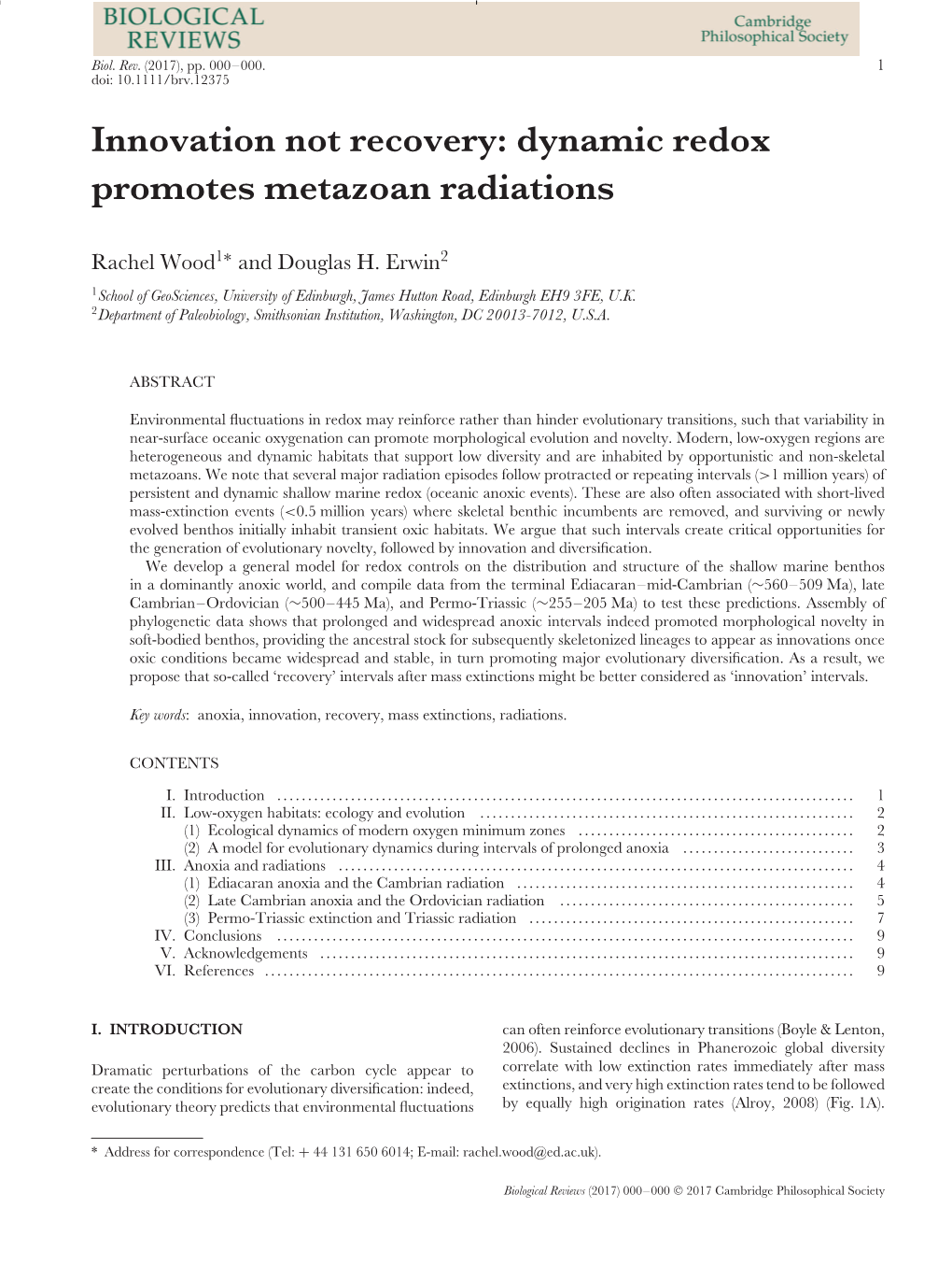 Innovation Not Recovery: Dynamic Redox Promotes Metazoan Radiations