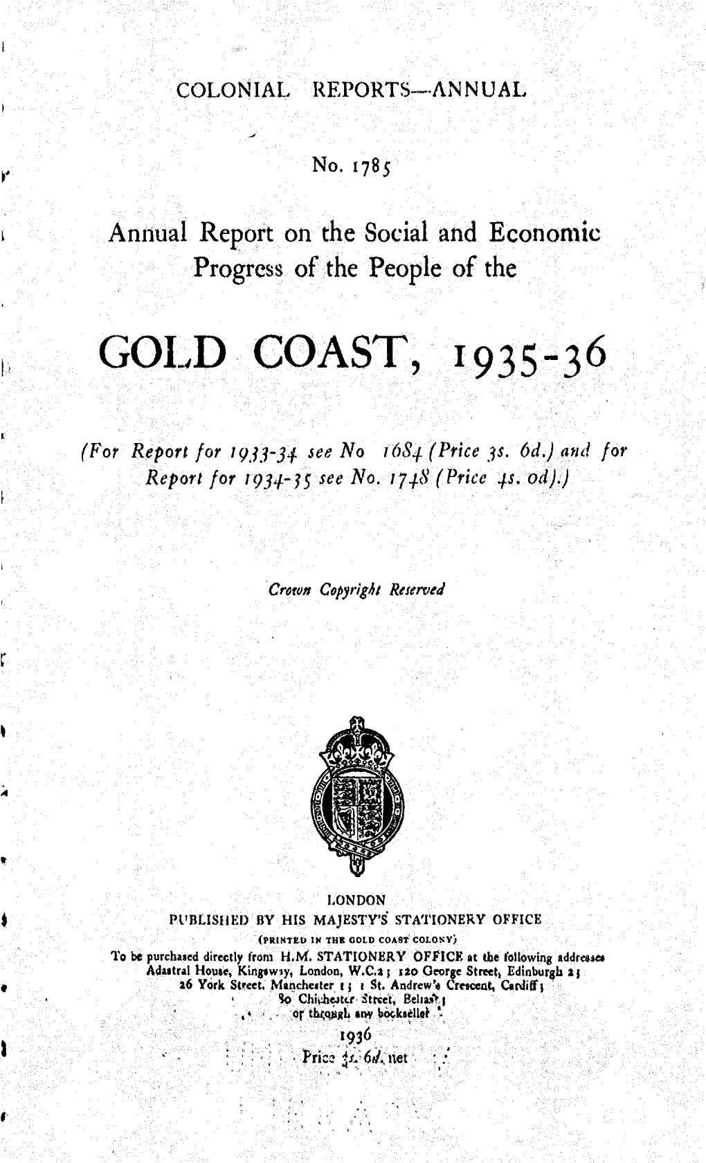 Annual Report of the Colonies, Gold Coast, 1935-36