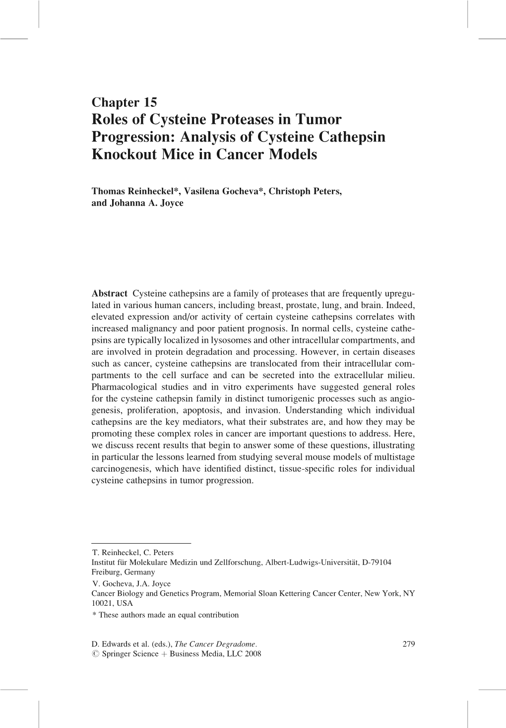 Analysis of Cysteine Cathepsin Knockout Mice in Cancer Models