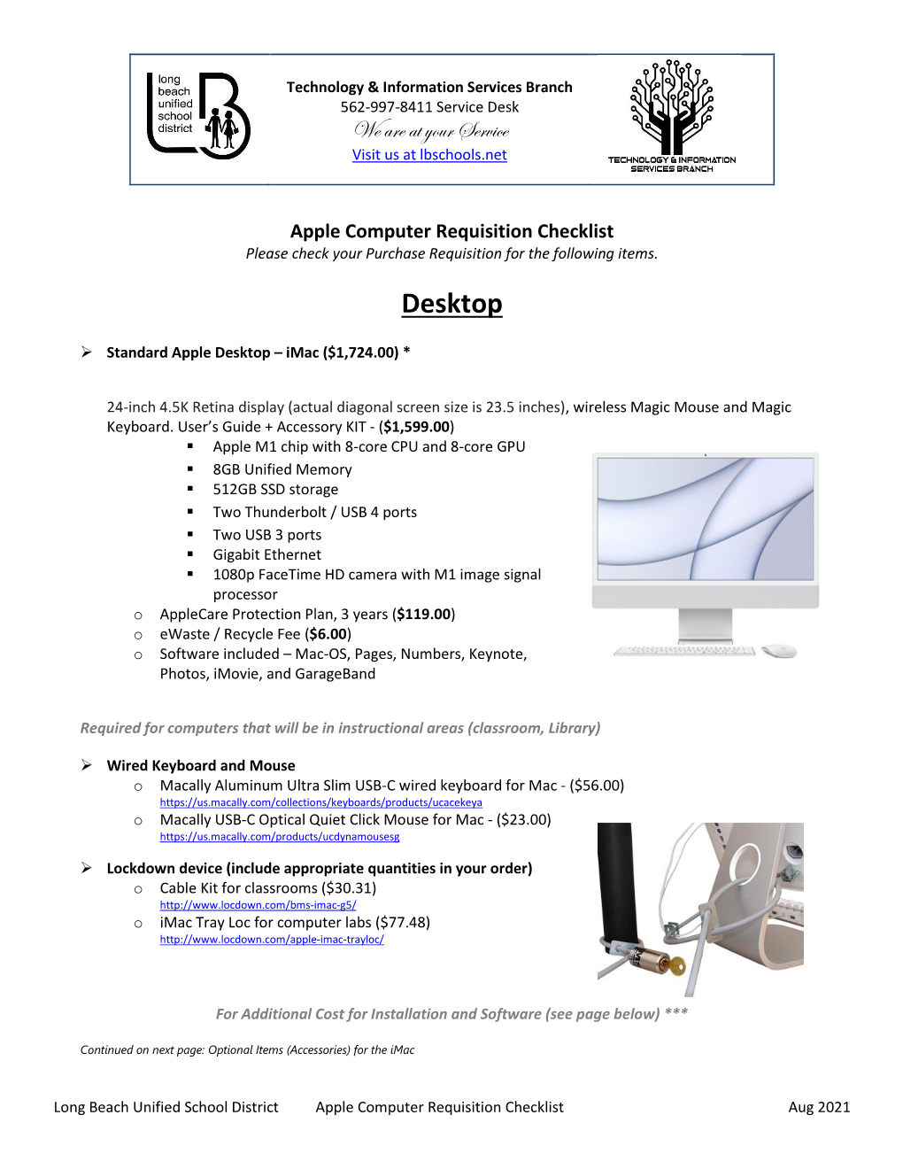 Apple Computer Requisition Checklist Please Check Your Purchase Requisition for the Following Items