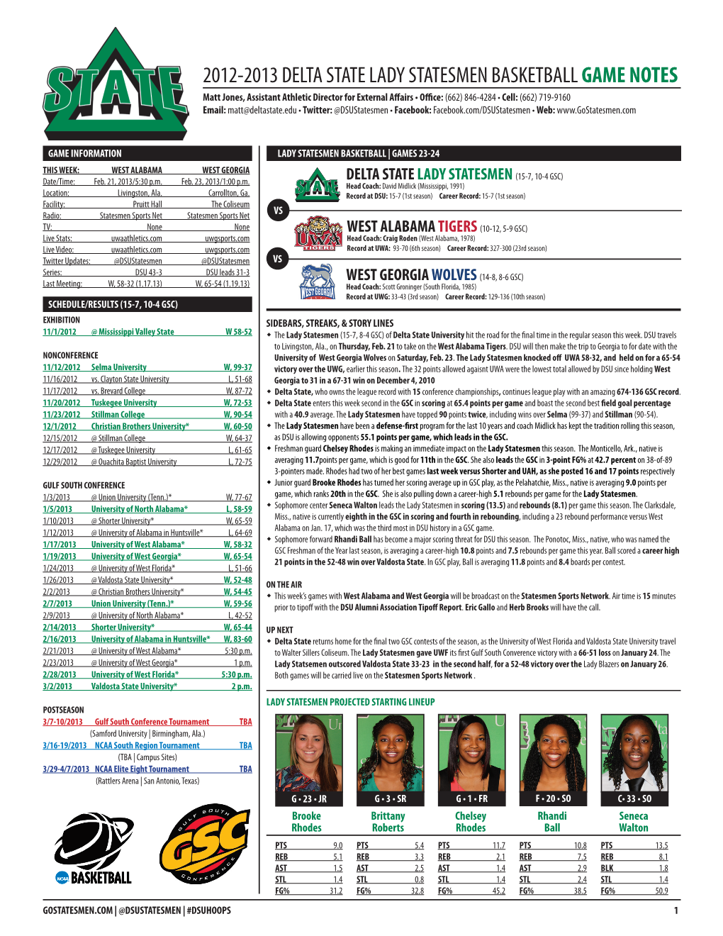 2012-2013 Delta State Lady Statesmen Basketball Game