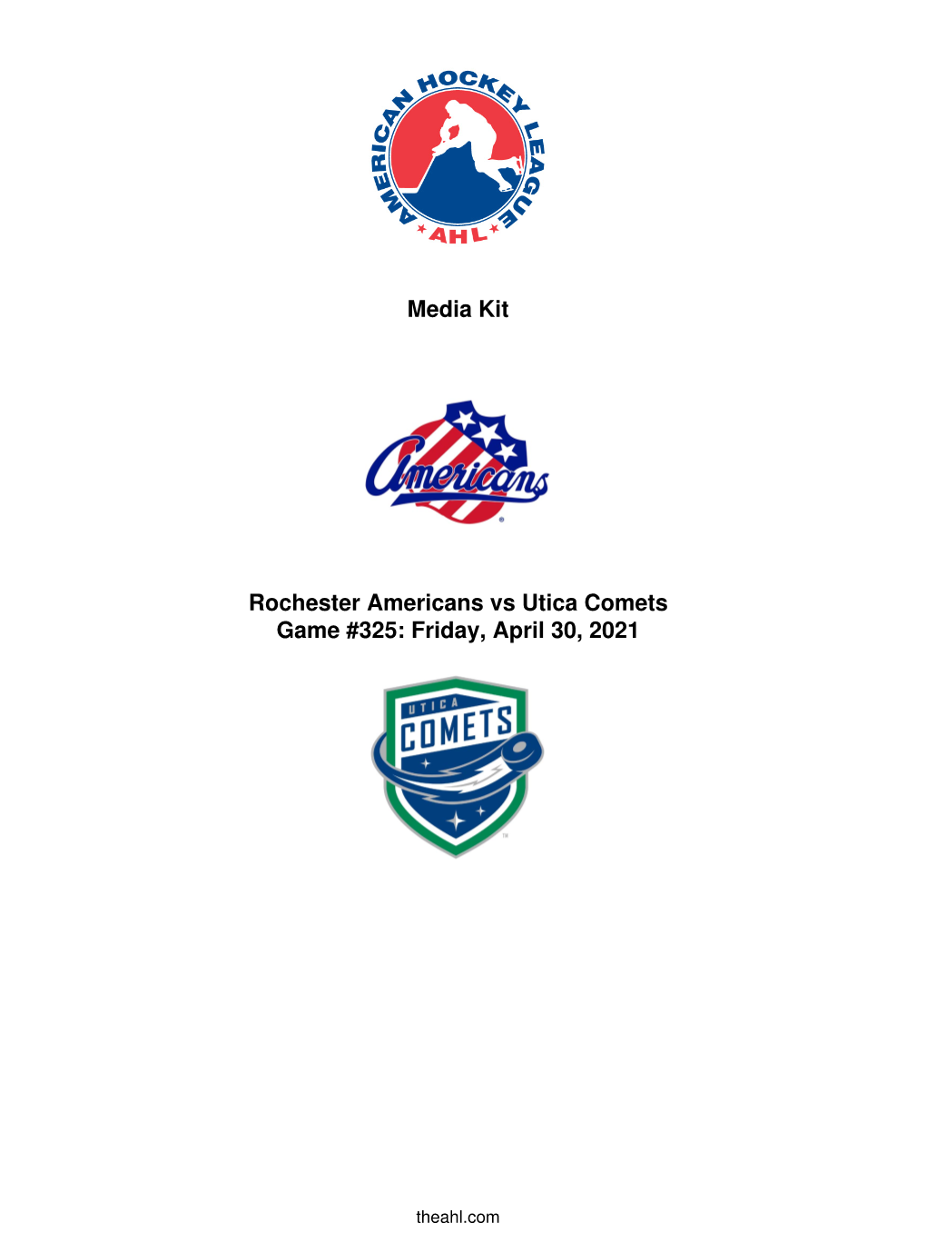Media Kit Rochester Americans Vs Utica Comets Game #325: Friday