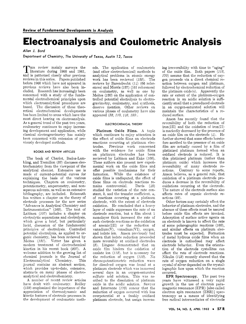 Electroanalysis and Coulometric Analysis Allen J