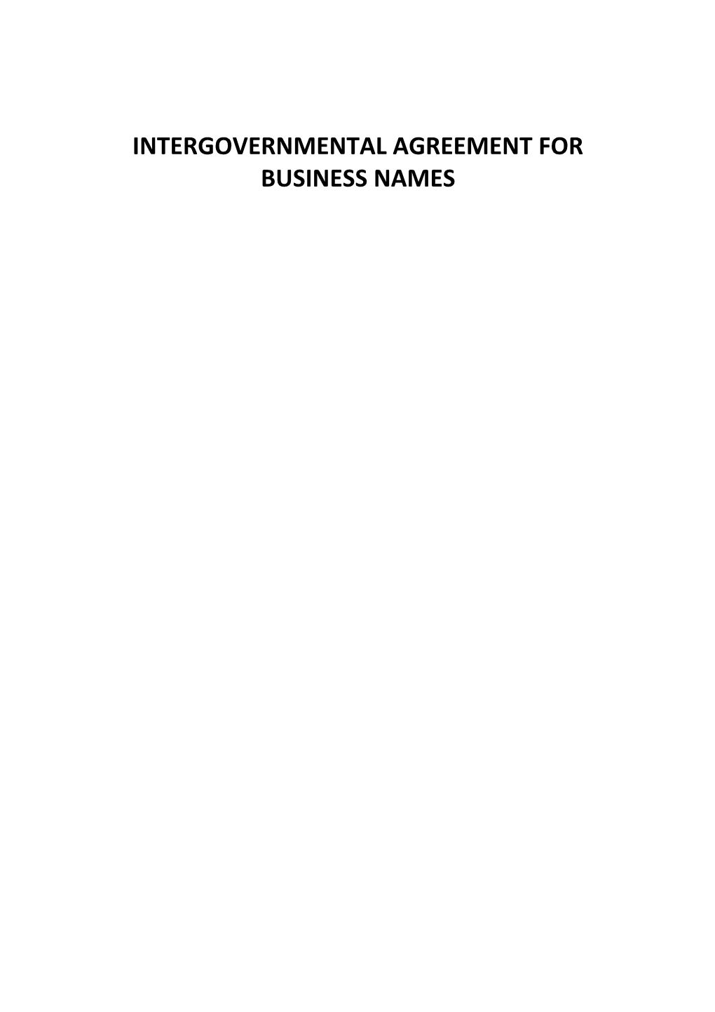 Intergovernmental Agreement for Business Names Agreement