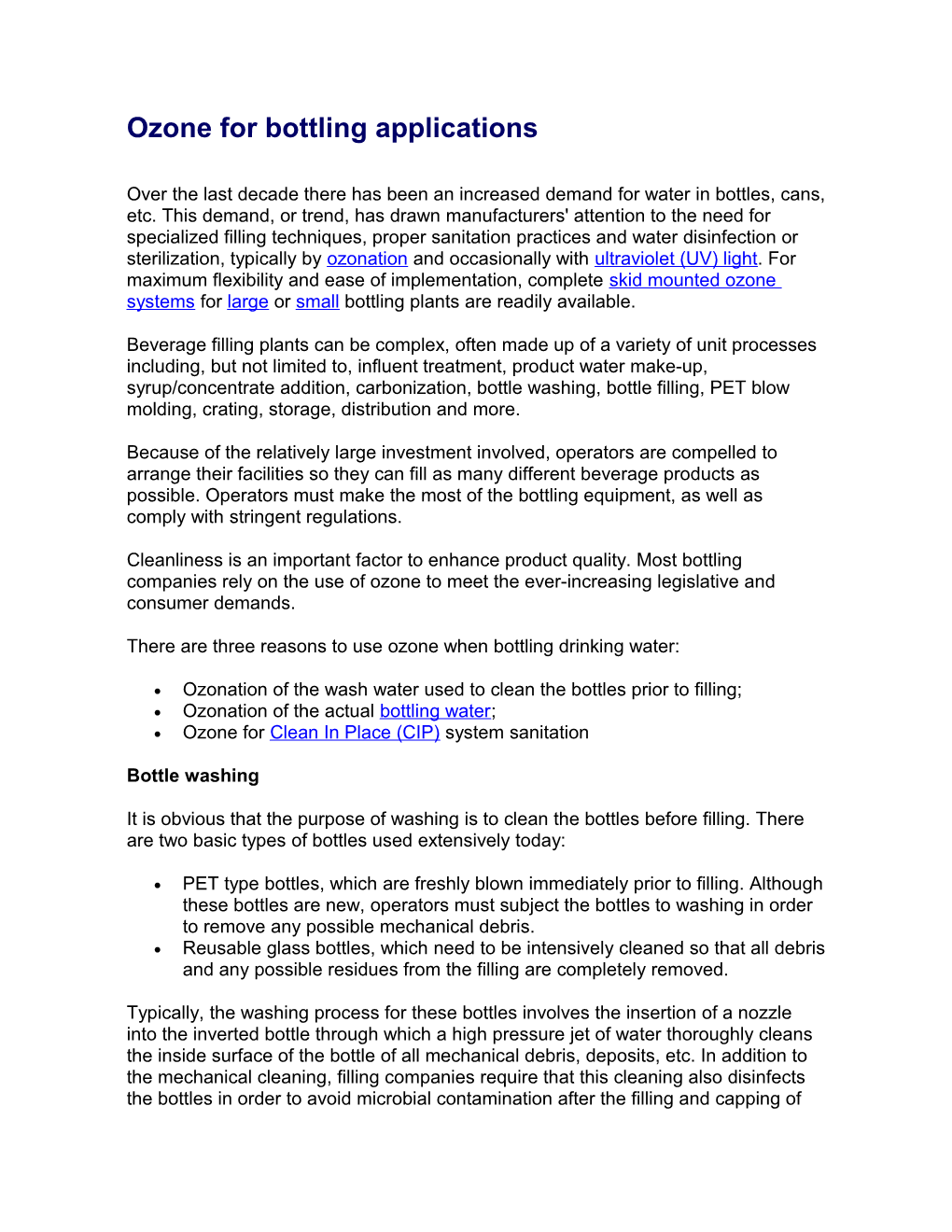 Ozone for Bottling Applications