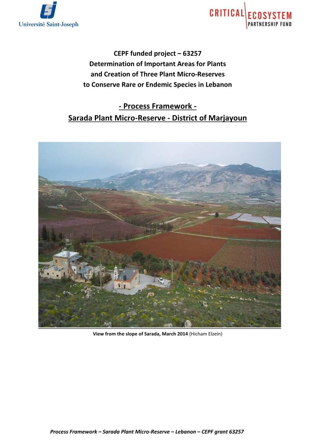 Process Framework - Sarada Plant Micro-Reserve - District of Marjayoun