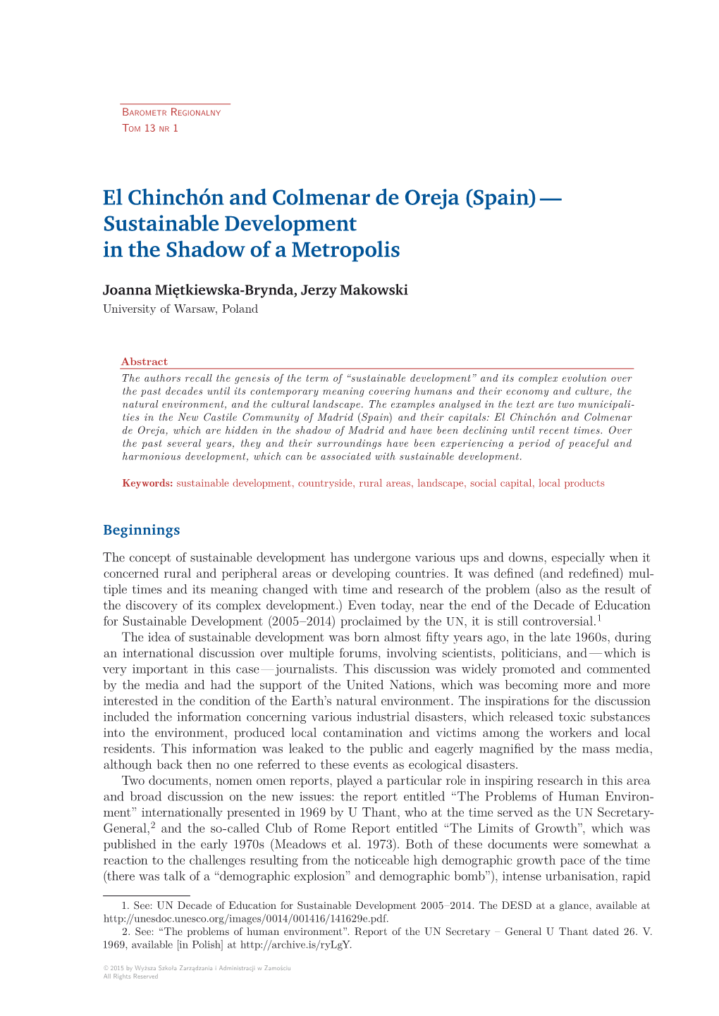 El Chinchón and Colmenar De Oreja (Spain) — Sustainable Development in the Shadow of a Metropolis