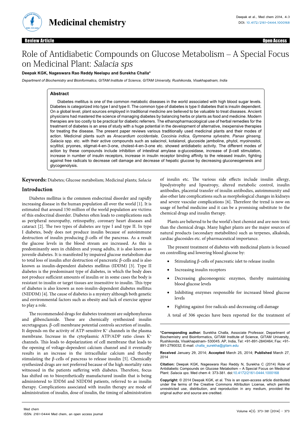 Role of Antidiabetic Compounds on Glucose