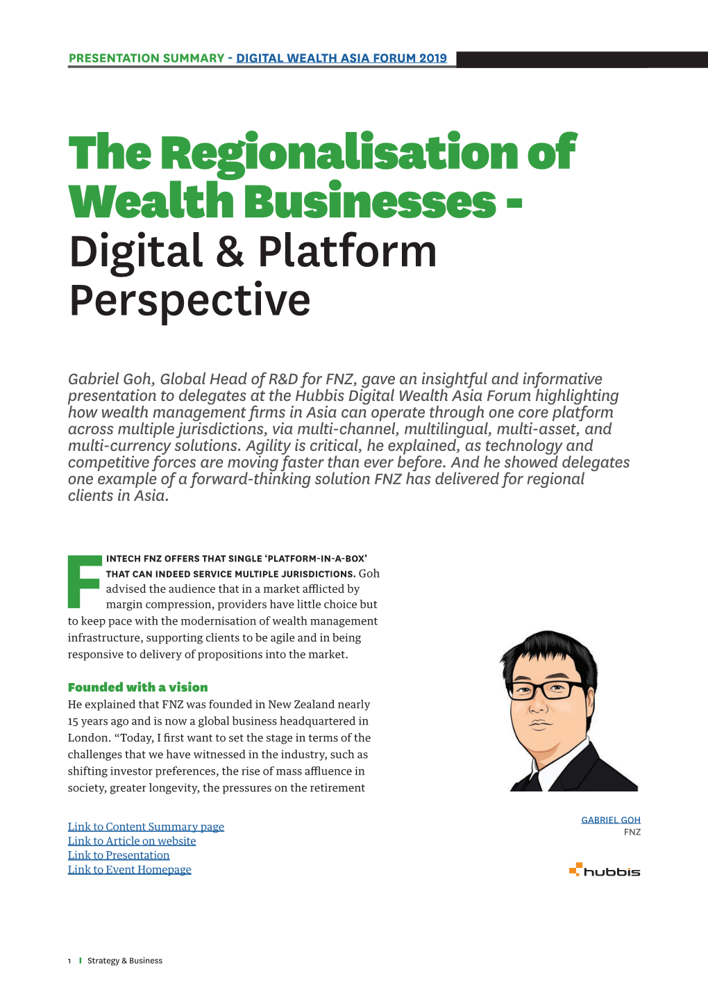 The Regionalisation of Wealth Businesses - Digital & Platform Perspective