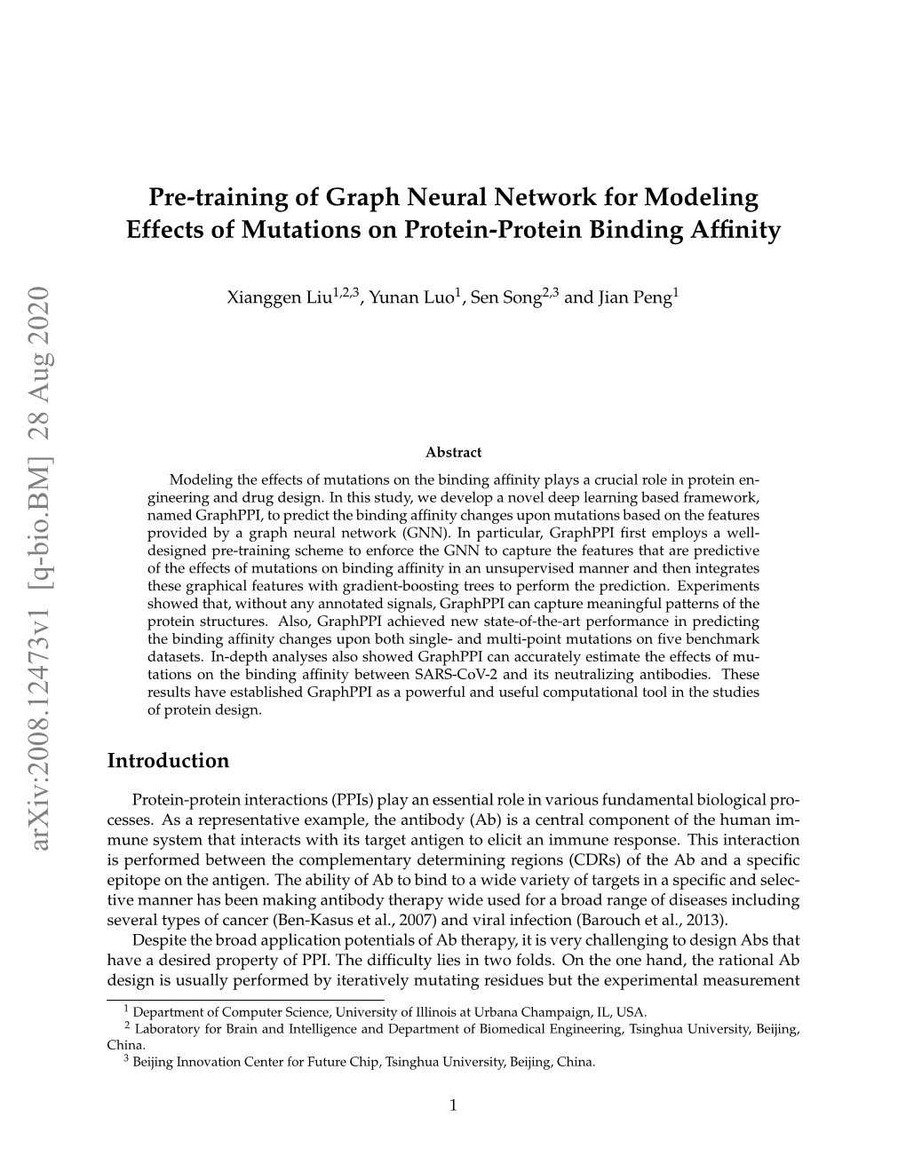 Pre-Training of Graph Neural Network for Modeling Effects of Mutations on Protein-Protein Binding Afﬁnity