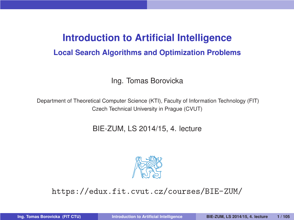 Introduction to Artificial Intelligence