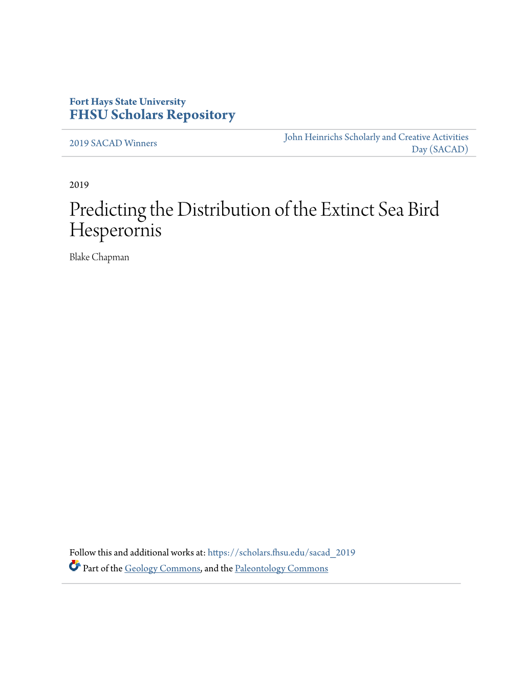 Predicting the Distribution of the Extinct Sea Bird Hesperornis Blake Chapman