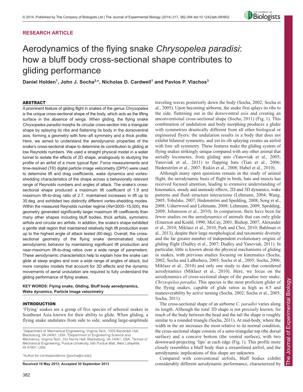 Aerodynamics of the Flying Snake Chrysopelea Paradisi