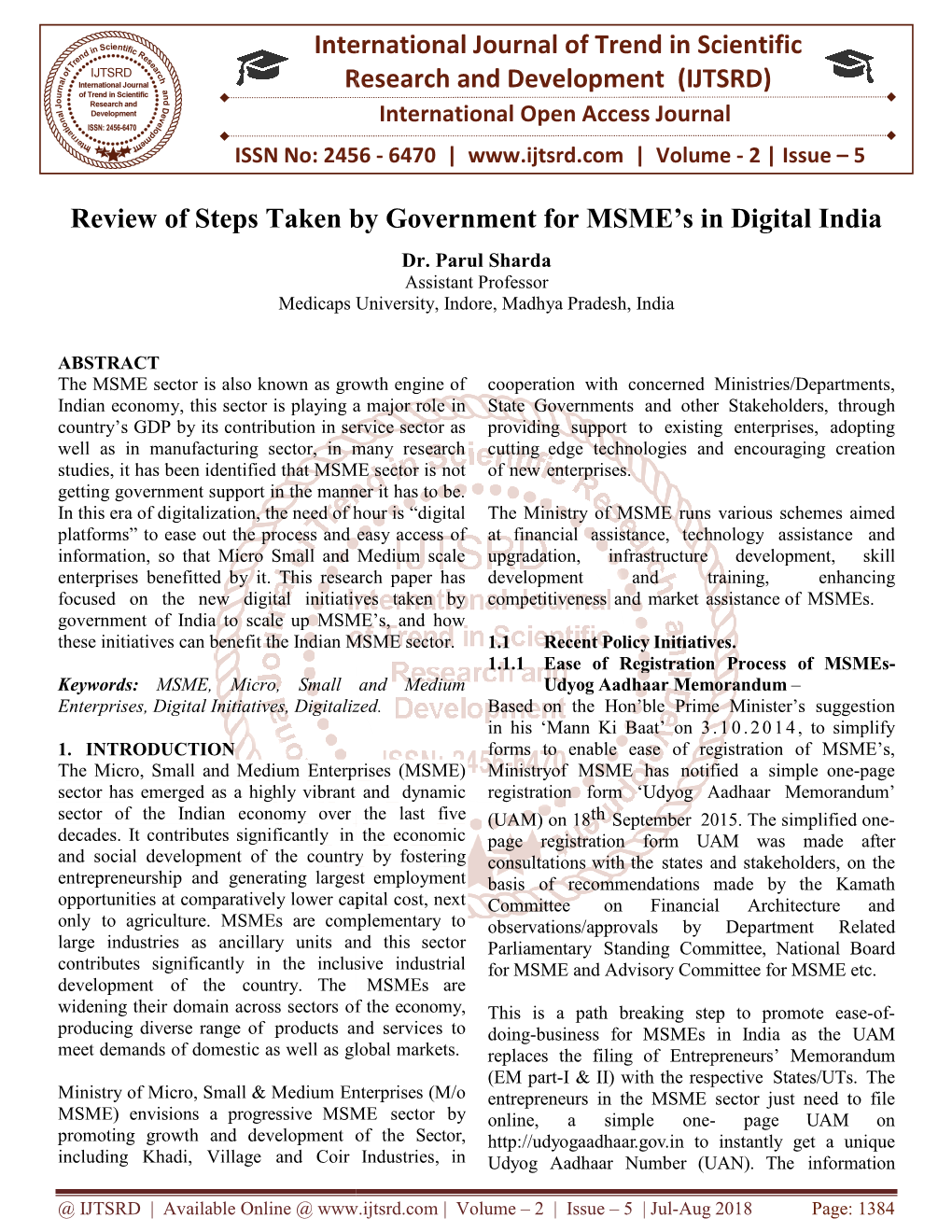 219 Review of Steps Taken by Government for Msmes in Digital