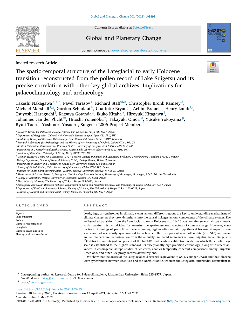 The Spatio-Temporal Structure of the Lateglacial to Early Holocene