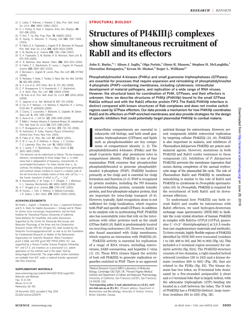 Structures of Pi4kiiiβ Complexes Show Simultaneous Recruitment of Rab11 and Its Effectors John E