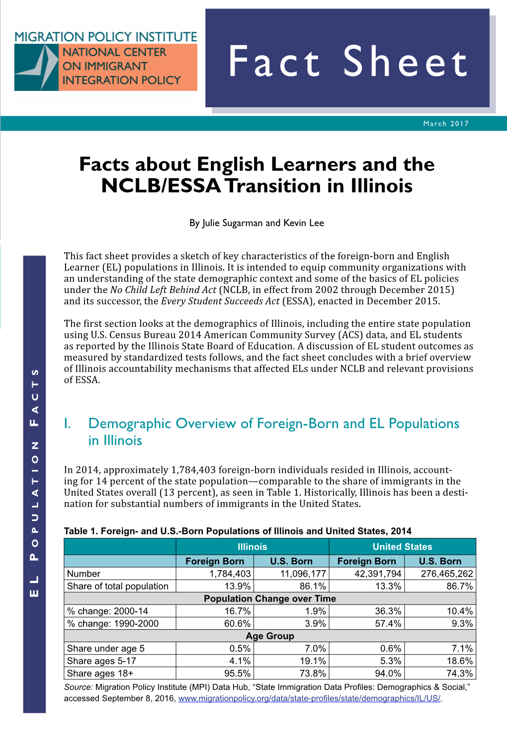 Facts About English Learners and the NCLB/ESSA Transition in Illinois