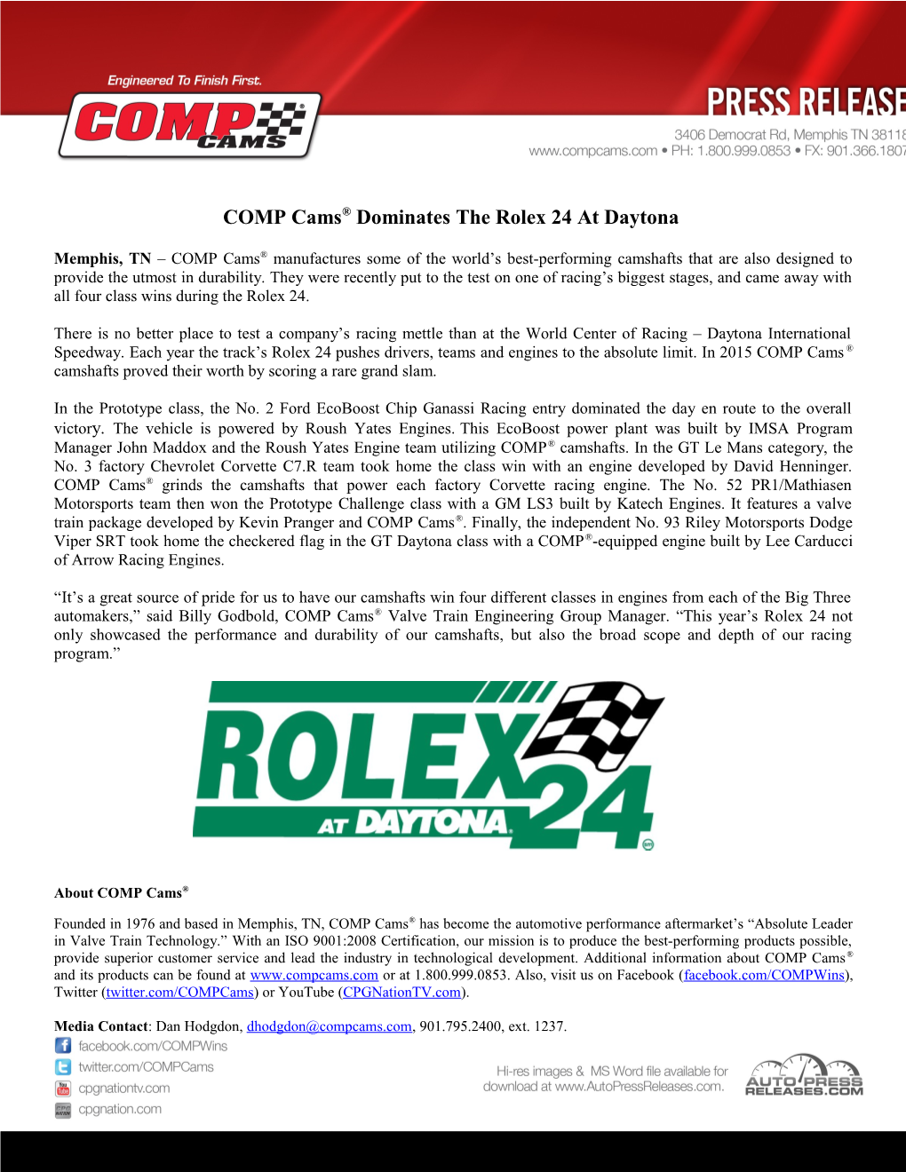 COMP Cams Dominates the Rolex 24 at Daytona