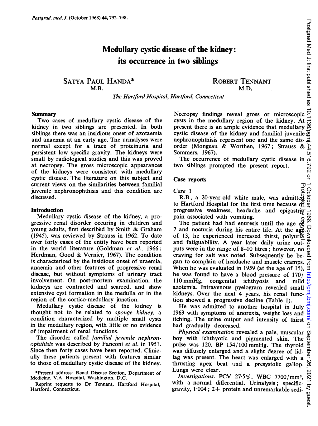 Medullary Cystic Disease of the Kidney: Its Occurrence in Two Siblings