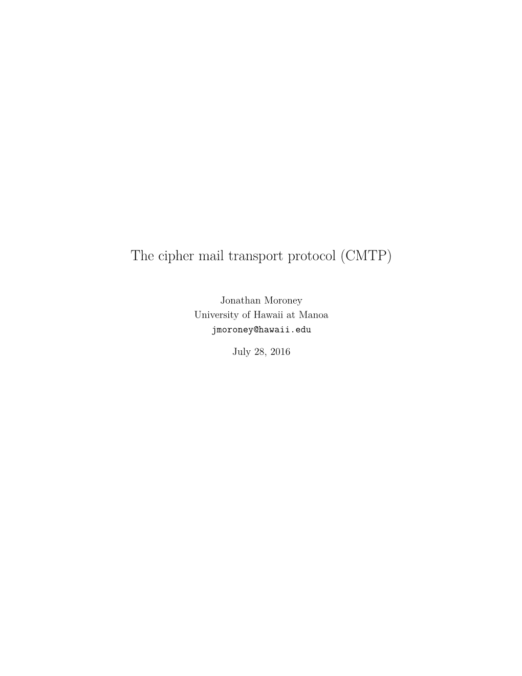 The Cipher Mail Transport Protocol (CMTP)