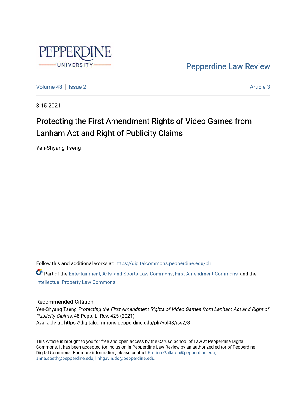 Protecting the First Amendment Rights of Video Games from Lanham Act and Right of Publicity Claims