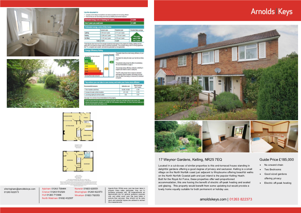 17 Weynor Gardens, Kelling, NR25 7EQ Guide Price £185,000