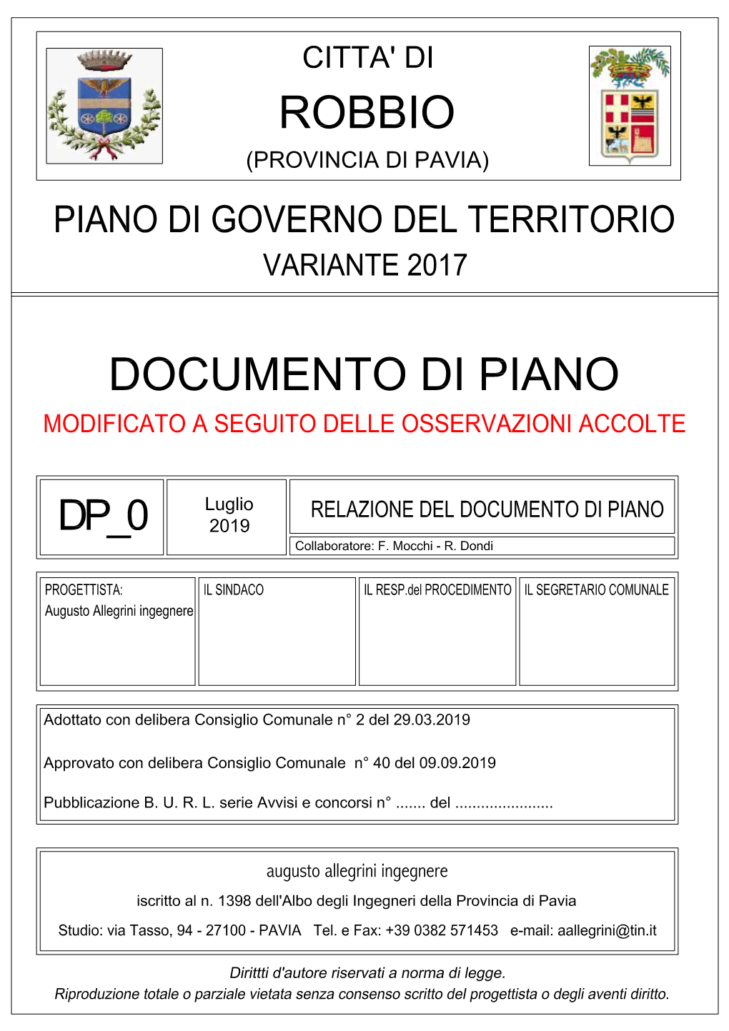 Documento Di Piano Comune Di Robbio