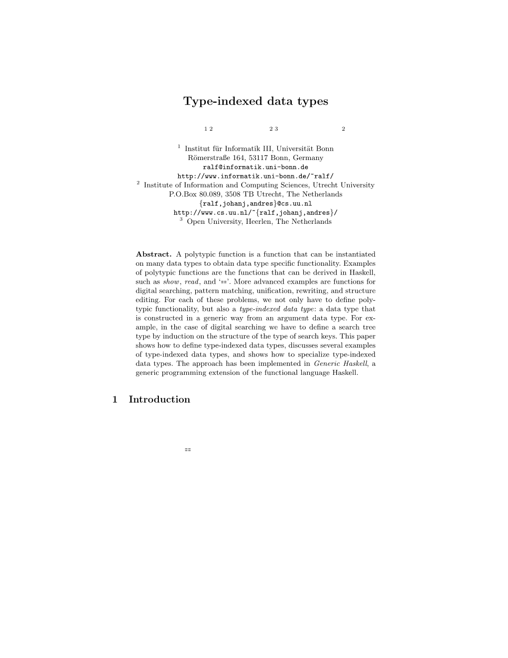 Type-Indexed Data Types