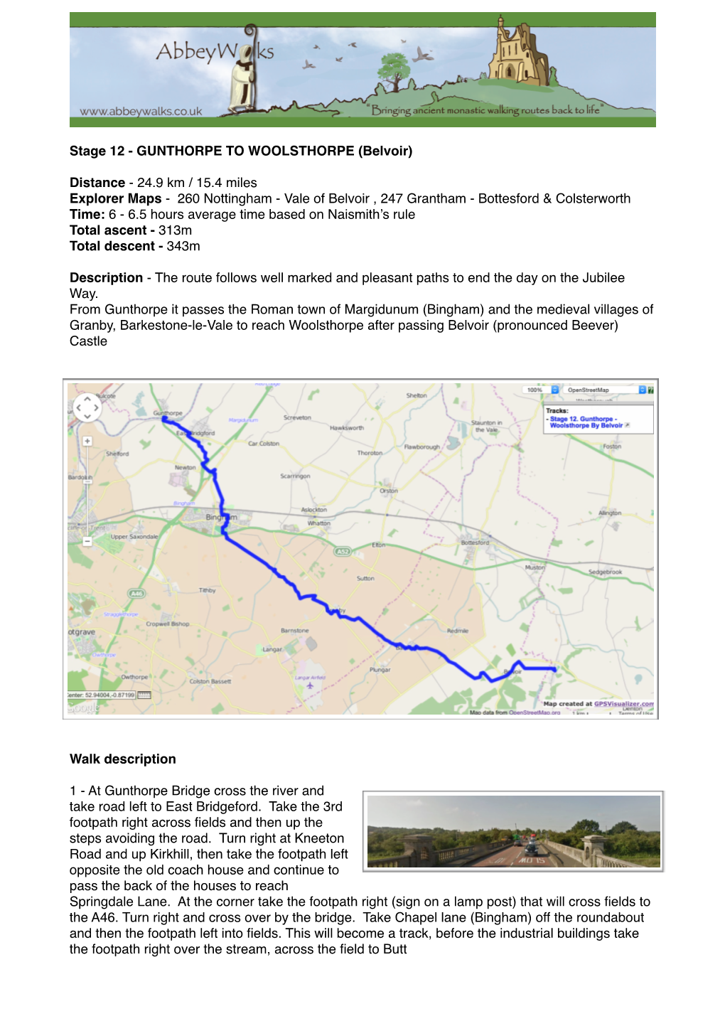 Stage 12. GUNTHORPE to WOOLSTHORPE