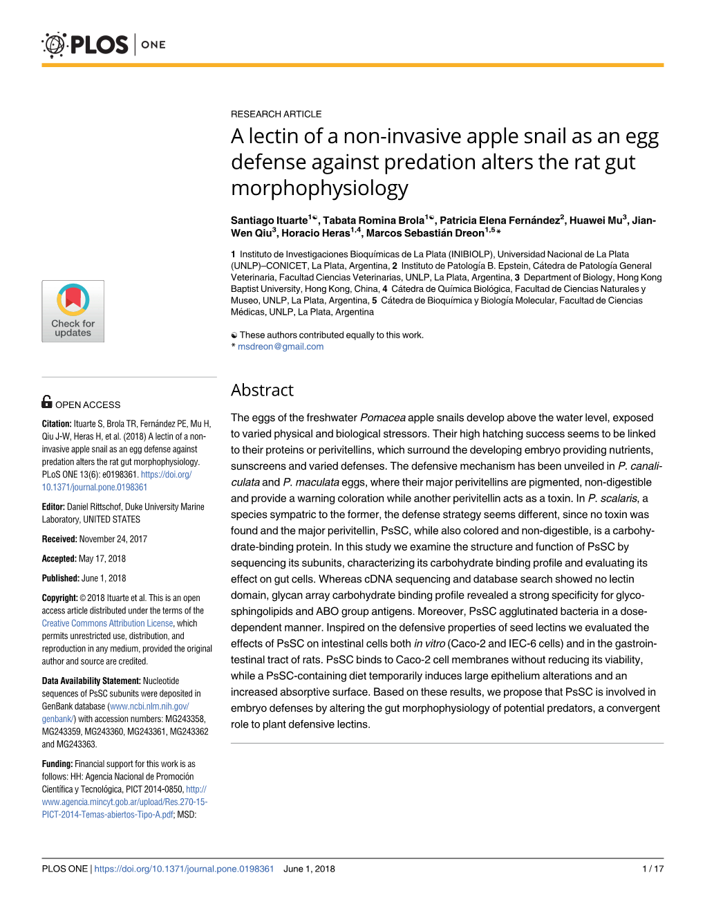 A Lectin of a Non-Invasive Apple Snail As an Egg Defense Against Predation Alters the Rat Gut Morphophysiology