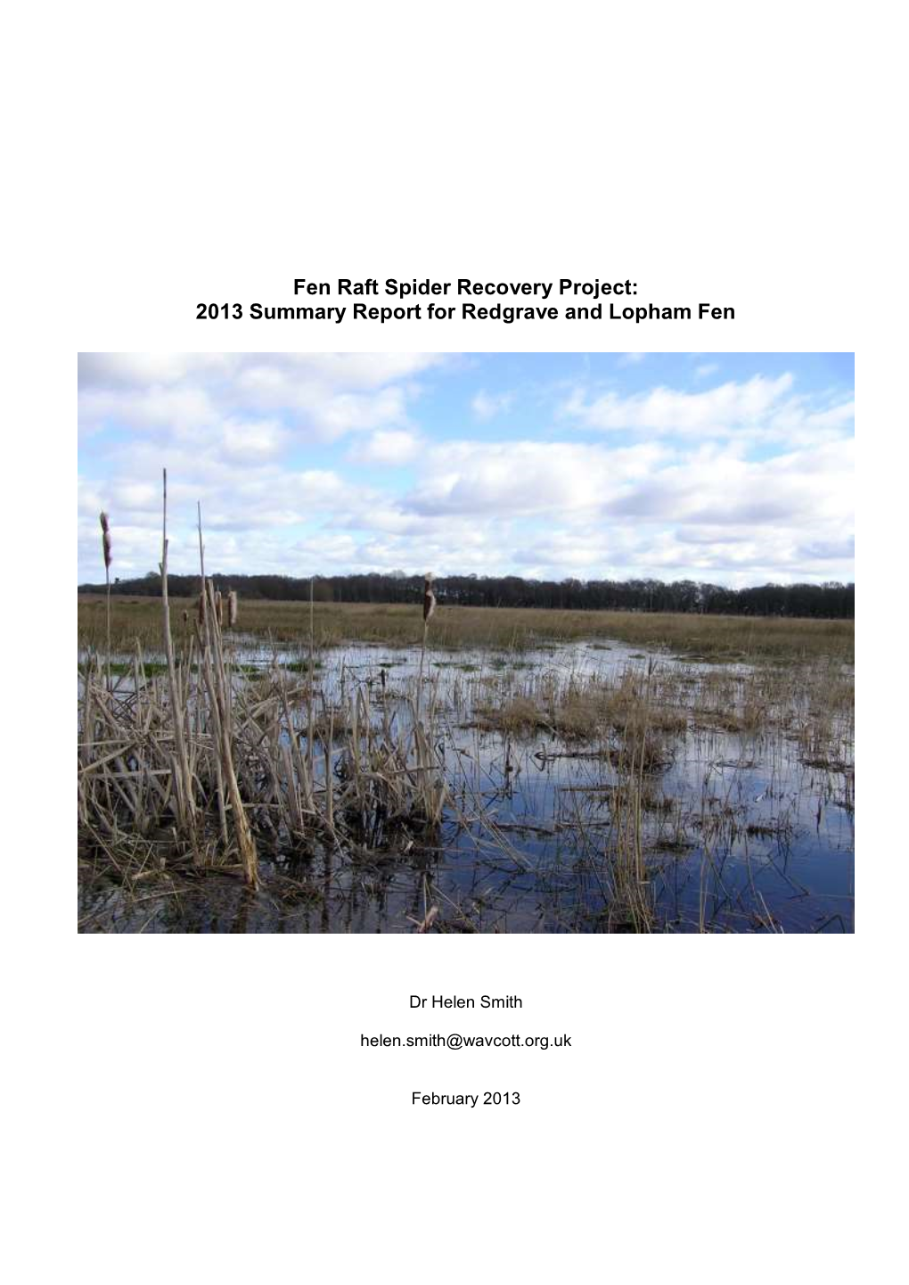 Unpublished Report to Natural England, Peterborough Smith, H