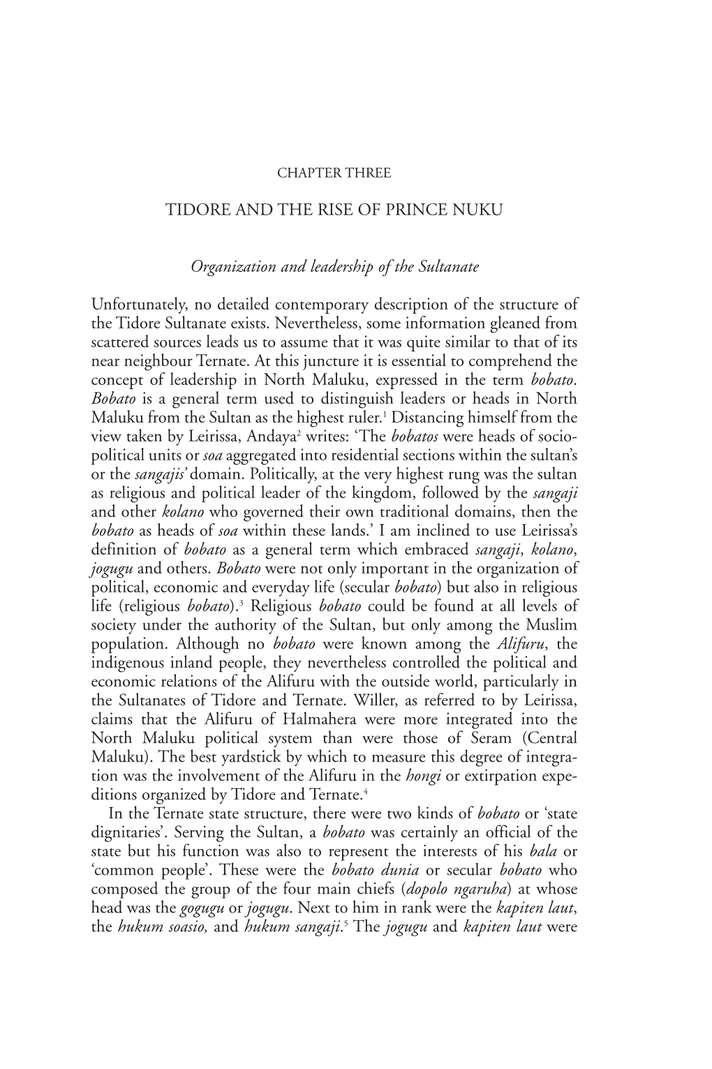 TIDORE and the RISE of PRINCE NUKU Organization and Leadership