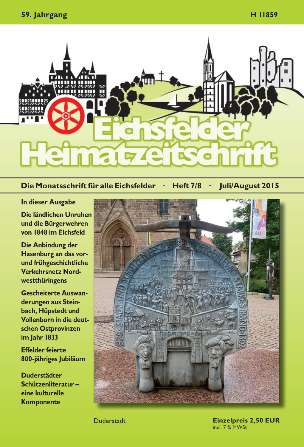 Die Monatsschrift Für Alle Eichsfelder · Heft 7/8 · Juli/August 2015 59