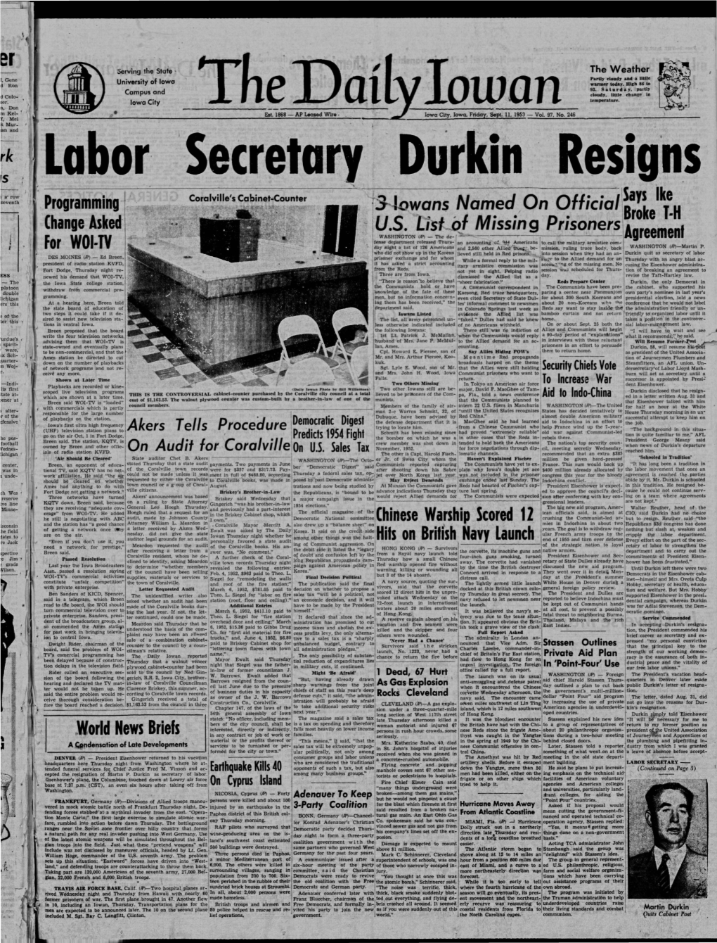 Daily Iowan (Iowa City, Iowa), 1953-09-11