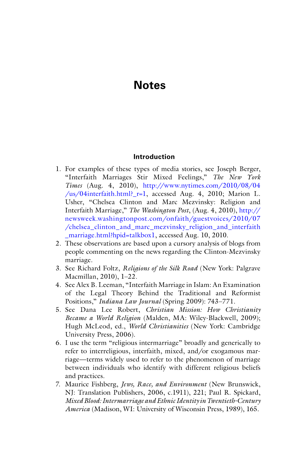 Introduction 1. for Examples of These Types of Media Stories, See Joseph Berger, “Interfaith Marriages Stir Mixed Feelings, T