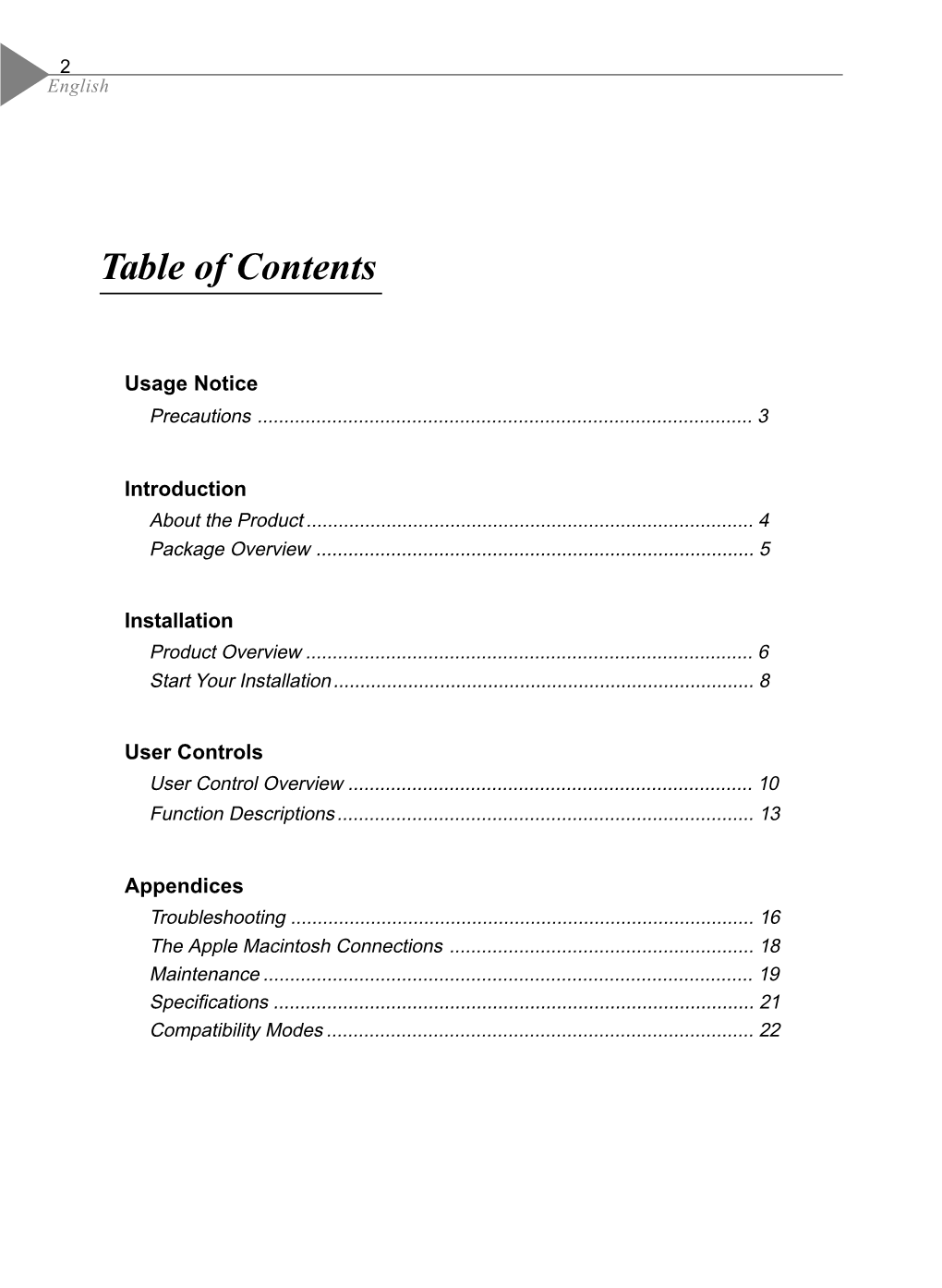 Table of Contents