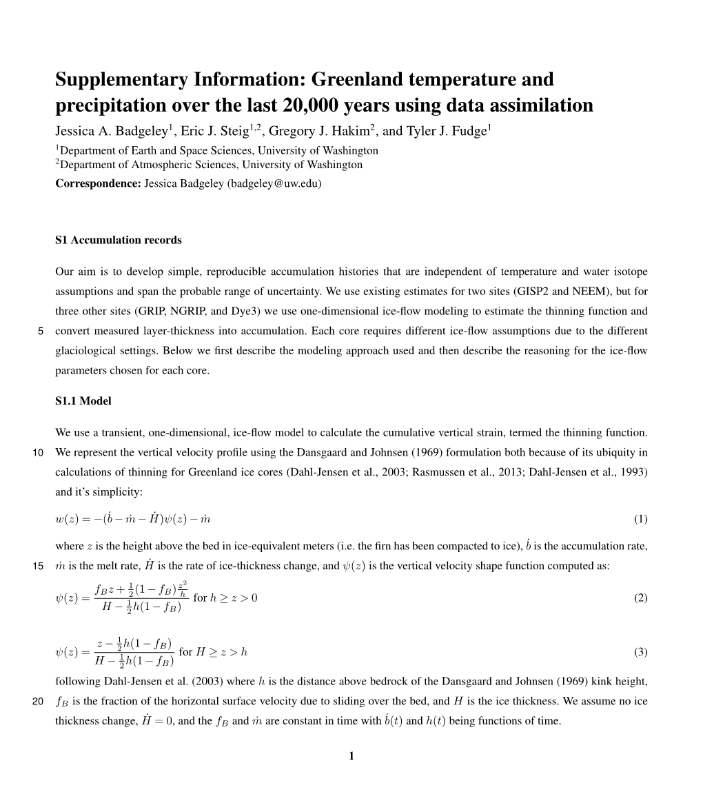 Greenland Temperature and Precipitation Over the Last 20,000 Years Using Data Assimilation Jessica A