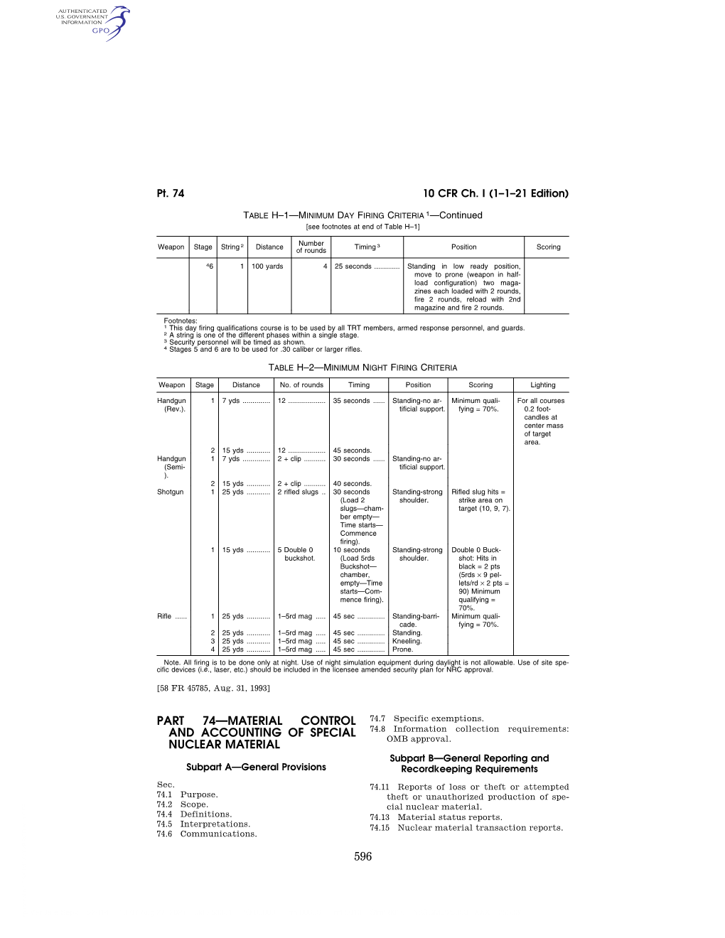 597 Part 74—Material Control and Accounting of Special